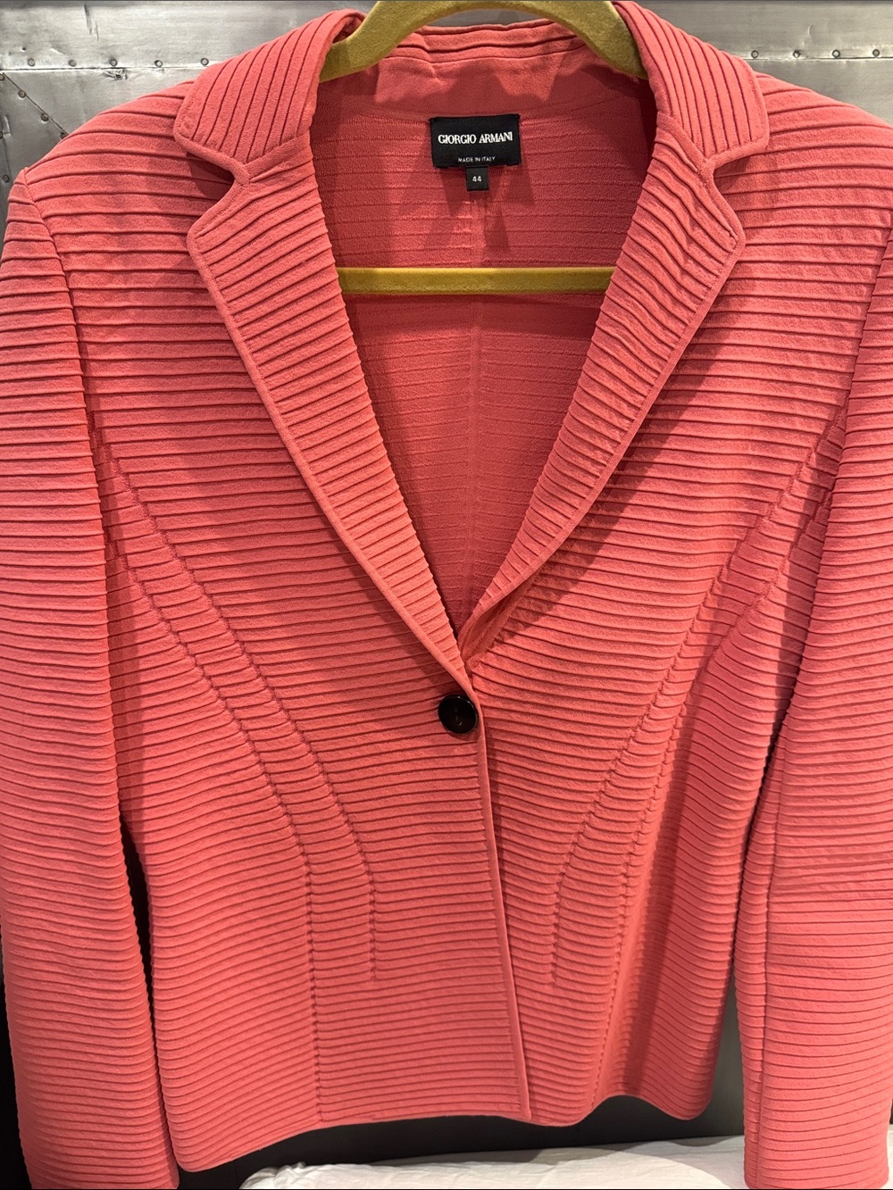 Giorgio Armani Coral Ribbed Single-Button Blazer